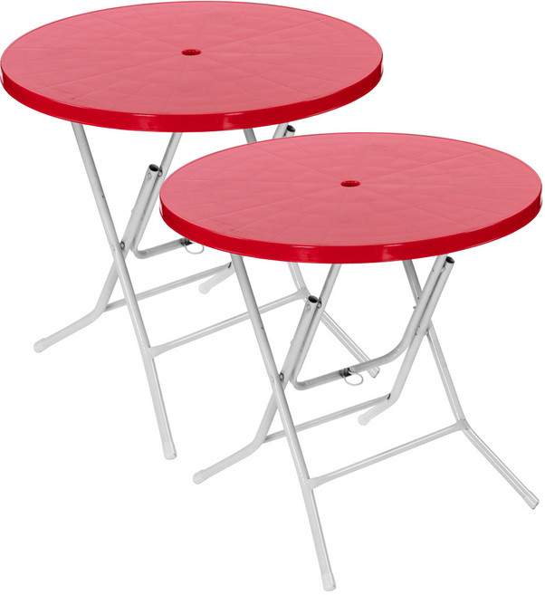 플라스틱테이블 원형테이블 야외테이블 편의점 포장마차 간이 접이식, 레드 2개