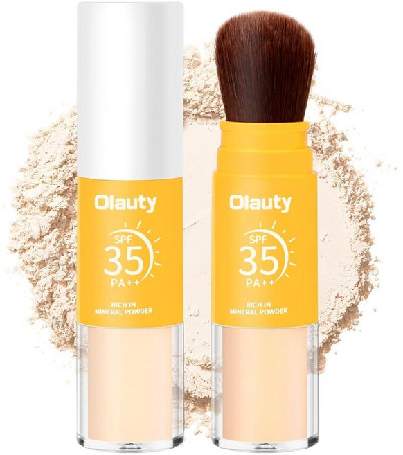 Mineral Powder Sunscreen SPF 35 Scalp Brush On Sunscreen for Face Natural Setting Powder Long L, 01
