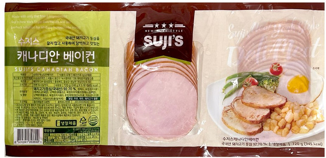 코스트코 수지스 캐나디안 베이컨 720g(240gx3입), 1개, 720g
