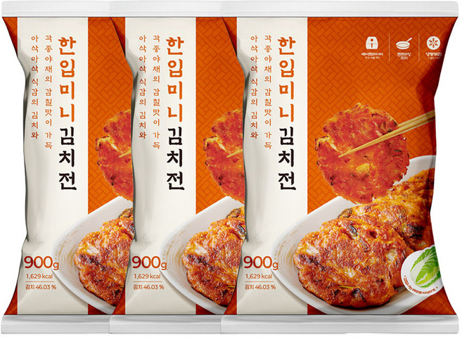 산들네이처 한입 미니 김치전 2.7KG (900G x 3봉), 3개, 900g