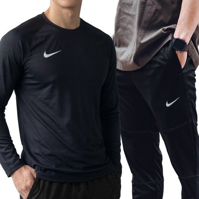 나이키 긴팔 긴바지 츄리닝 세트 트레이닝복 남성용 헬스 러닝 상하의 세트 운동복