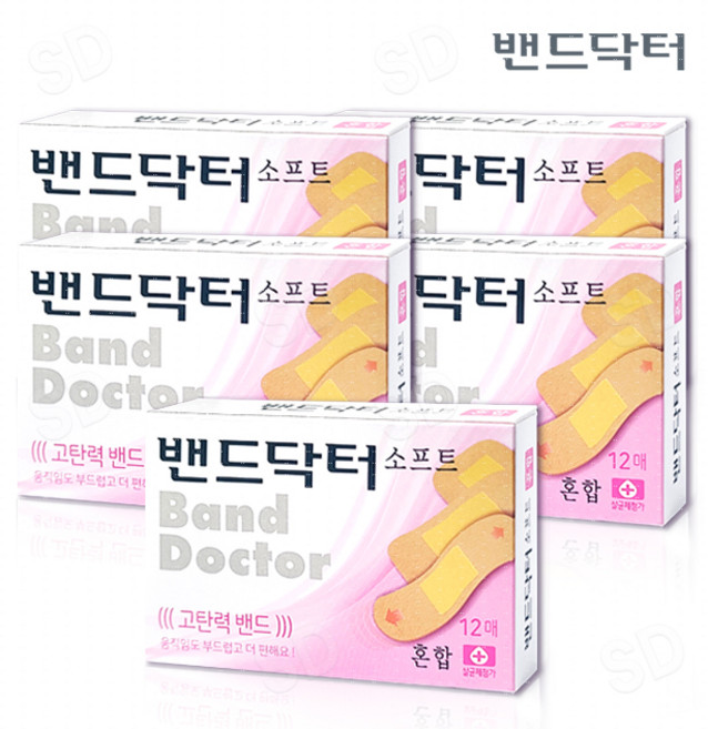 밴드닥터 소프트 밴드 고탄력밴드 혼합형 12매 부드러운 신축성, 5개