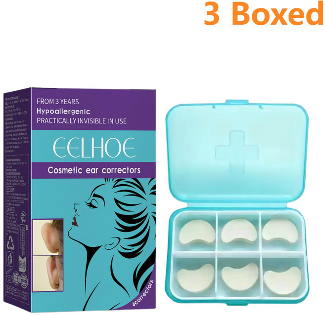 ​EELHOE 6/18/30개 엘프 귀 스티커 교정기 셀프 접착 테이프 실리콘 패치 뷰티 케어 메이크업, 02 3 Boxed