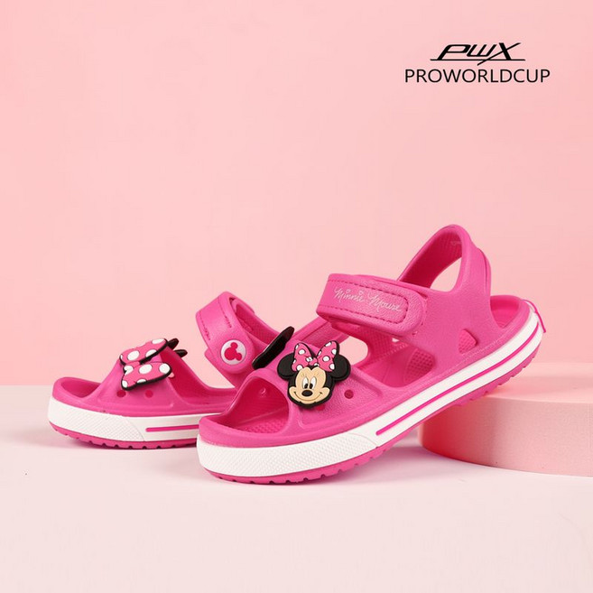 프로월드컵 PWX키즈주니어 미니마우스 스푼 키즈스트랩샌들 핑크