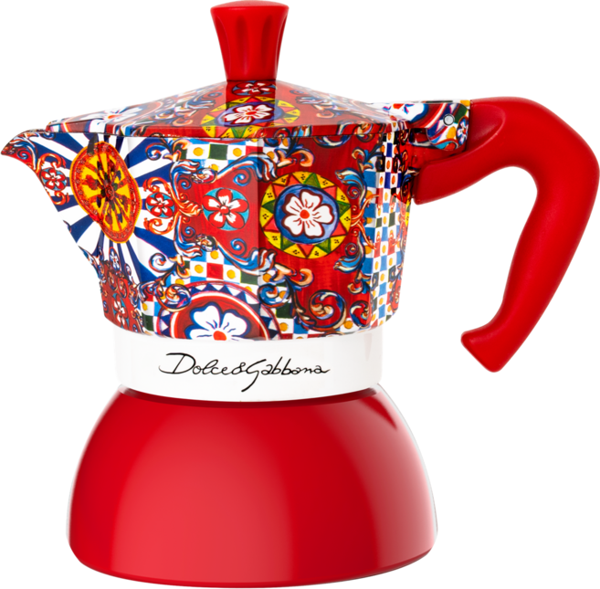 BIALETTI 摩卡壺套裝 精緻圖案設計 高品質材料, D&G 聯名電火款2杯份, 1個