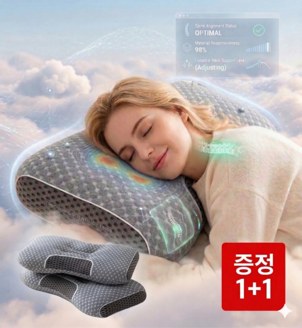 1+1 경추 통풍 숙면 배게 거북목 일자목 편안한 배게, 그레이, 2개