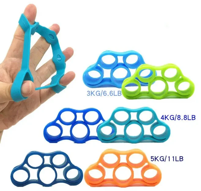 실리콘 손가락 확장기 운동 핸드 그립 손목 근력 트레이너 운동기 저항 밴드 피트니스, 검정색
