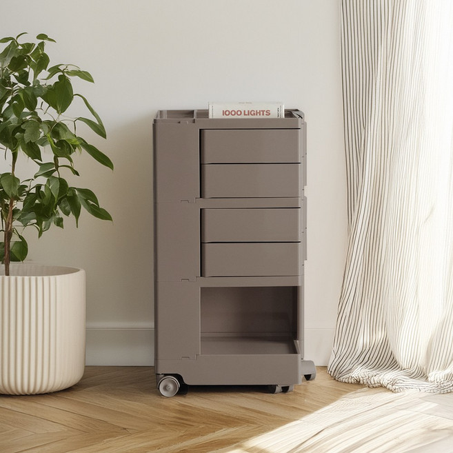 [리비니아] 바비 이동식 수납 회전서랍 빙그리 트롤리 9Colors, 4단, 토프