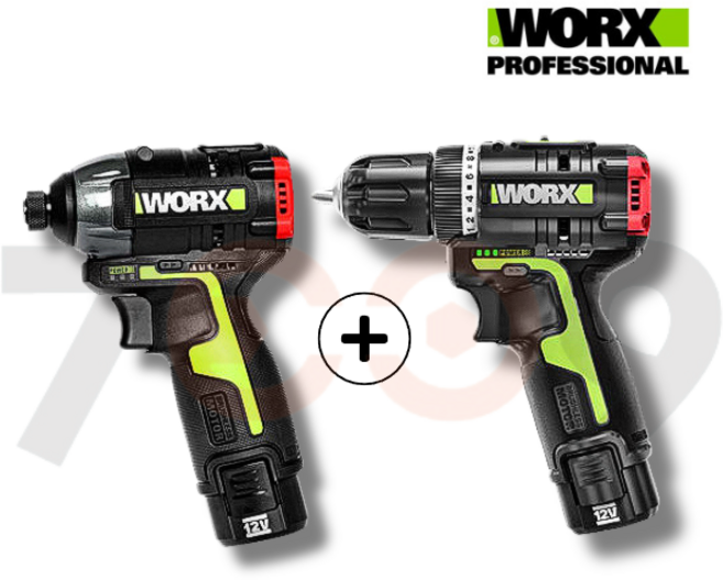 웍스 충전콤보키트 WU920X 12V 2.0Ah 충전임팩 해머드릴, 1개