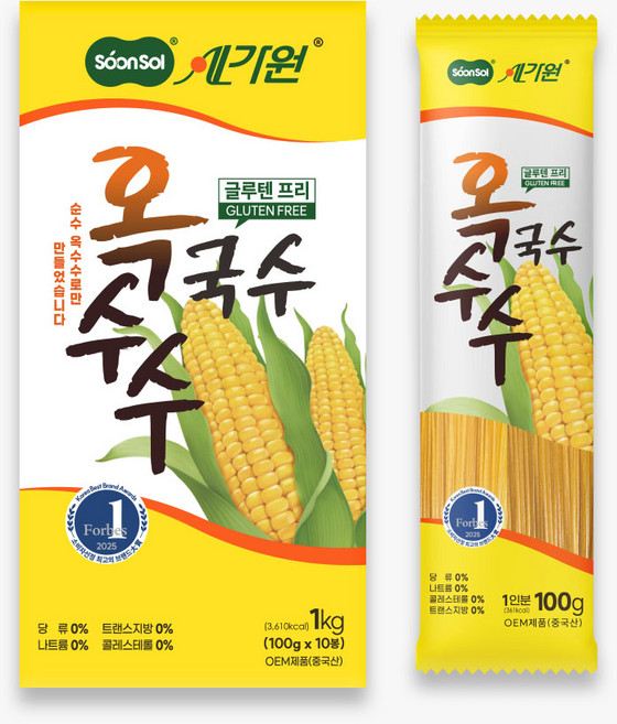 순솔가원 100% 옥수수국수 1kg (100g x 10봉) 1박스 옥수수면, 100g, 10개