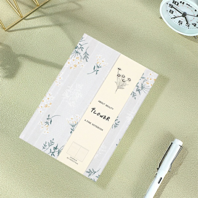 캘리스터 북유럽풍 패브릭 최고급 양장노트 7가지 컬러 꽃무늬 심플 직물커버, 1권, 플로랄 그레이