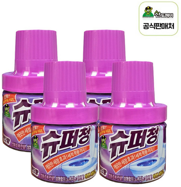 산도깨비 슈퍼청 병 180g - 라벤더 /청크린 병/화장실 변기세정세/악취제거, 4개