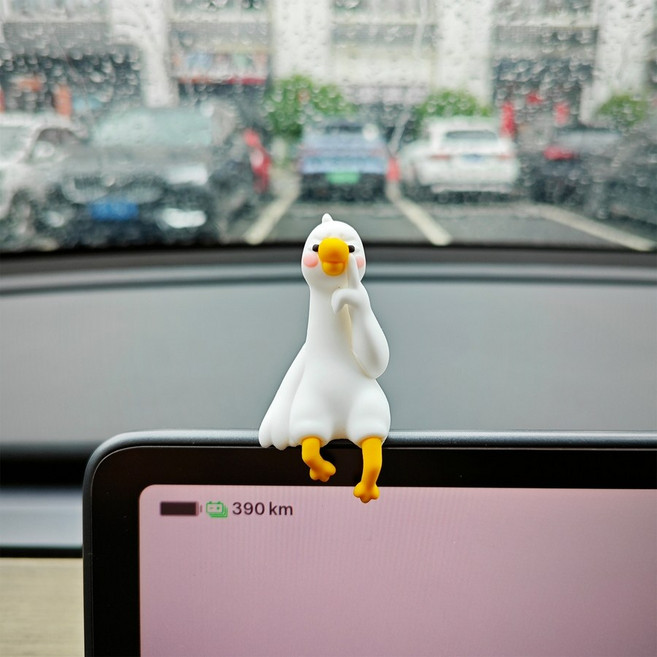 테슬라모니터인형 오리 자동차 장식 스크린 차량용 내부장식 호환, 왼쪽 오리