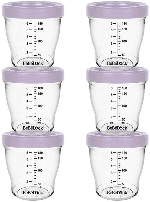 베베락 아이와 트라이탄 이유식용기 180ml (3+3개입), 1세트, 아이와 트라이탄 180ml(라벤더3P+라벤더3P), 1ml