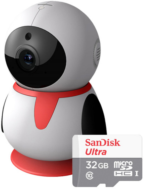 펭카 FULL HD 200만화소 홈CCTV IP네트워크 회전형 + SD 메모리 카드 32GB, PE204, 1개