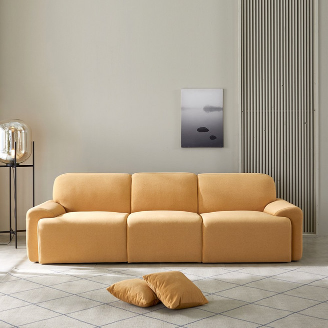 아르코 3.5인용 조야 아쿠아텍스 생활방수 패브릭 모듈 신혼 인테리어 소파, 옐로우, 스툴 미추가