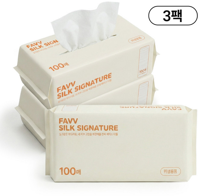 FAVV 일회용 페이스타올 수건, 3개, 100매