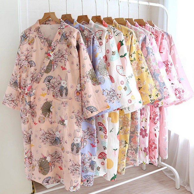 로리돌스 거즈면 유카타 잠옷. 여성 로브 가운 홈웨어 파자마세트