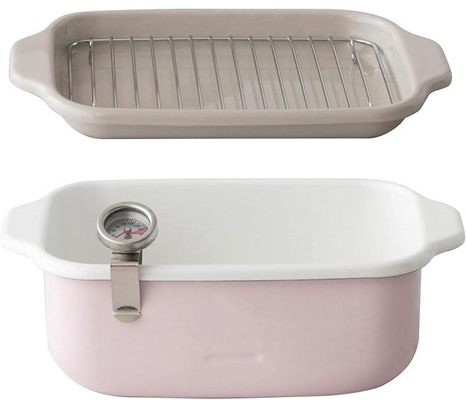 [Amazon.co.jp 독점] 후지호로스퀘어 튀김냄비 핑크 IH 대응 온도계 프라이팬 배트 포함 선물, 상세페이지 참조