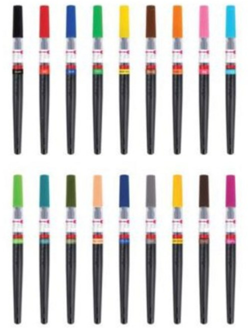 펜텔 컬러 브러쉬 붓펜 18색 낱개/ 캘리그라피 펜 XGFL, 스카이블루