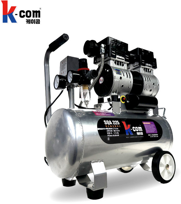 케이콤 콤프레샤 알루미늄 저소음 오일리스 소형 2마력 25리터 SQA, 1