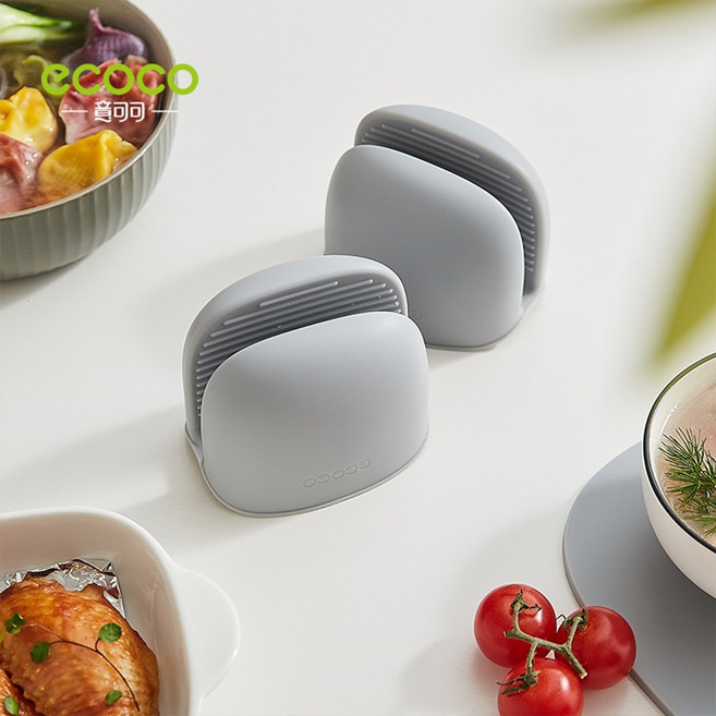 意可可 [ECOCO] 矽膠隔熱手套 廚房烘焙防燙耐高溫手套, 1個, E2252隔熱手套-灰色