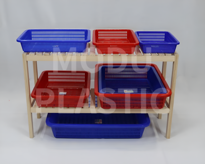 특사각소쿠리 낮은사각소쿠리 플라스틱 직사각 바구니 다용도 바스켓, 1개, 블루