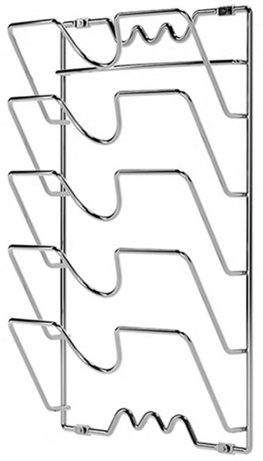 투데이리빙 무타공 5단 벽걸이 스텐 와이어 냄비 뚜껑 거치대 도마 정리 걸이 조리도구 수납 받침 정리대 꽂이 선반, 1개, R98602S(실버
