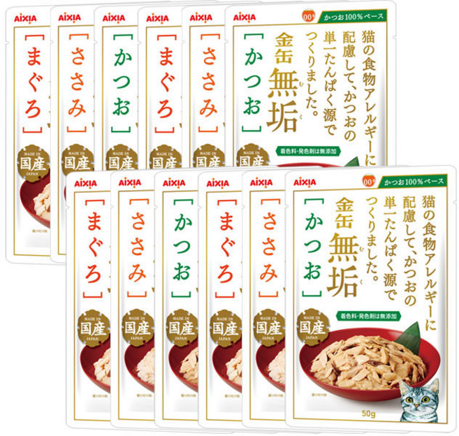 아이시아 금관무구 알러지케어 파우치 고양이간식, 콤보(각 4개씩), 12개