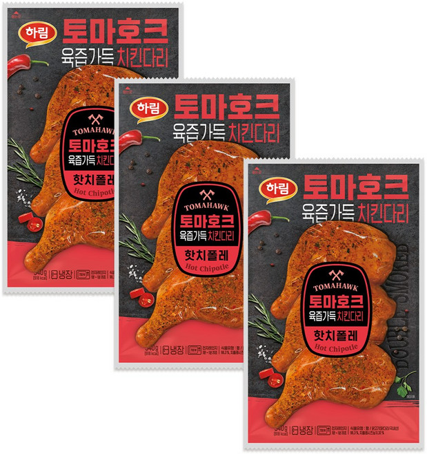 하림 토마호크 치킨 다리 핫치폴레, 540g, 3개