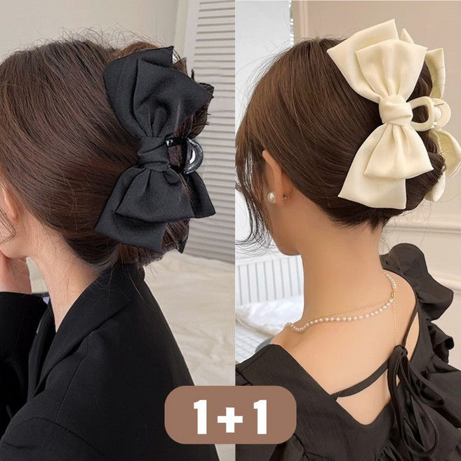 1+1 리본 포인트 집게핀 15cm 빅사이즈 왕 여성 헤어핀 대형 올림머리 반묶음 머리핀
