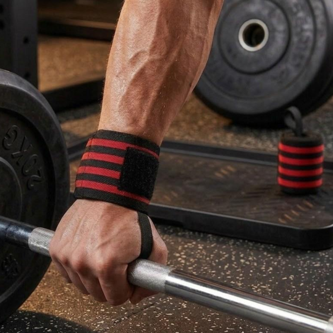 루아른 고중량 편안한 헬스 손목보호대, 레드, 2개