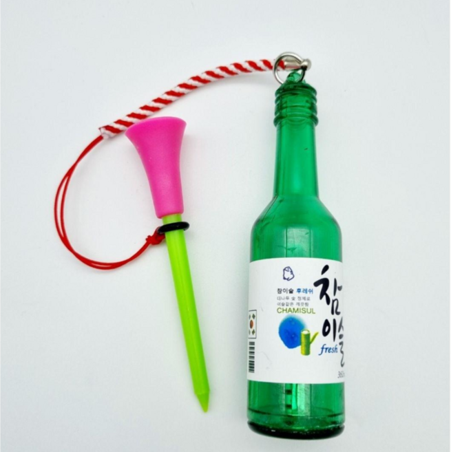 소주 맥주 골프티걸이+플라스틱롱티 세트/티꽂이 골프악세사리, 1세트, 참이슬(고무링)