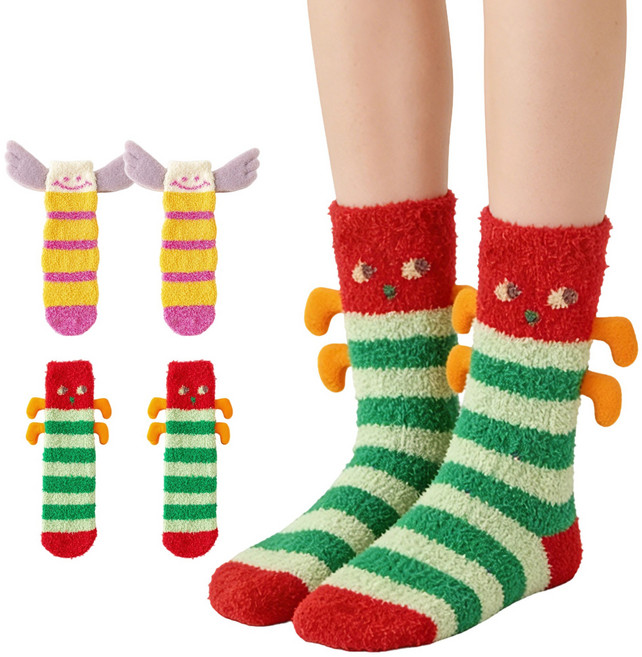 스위트나나 재미있는 도톰한 러블리 캐리터 패션 수면양말 2종 세트