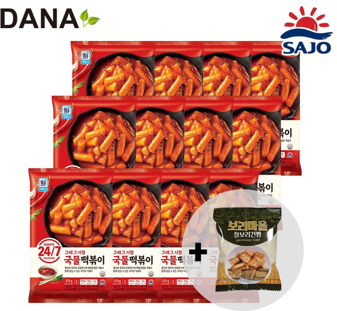 [DANA] 대림선 국물떡볶이 373g x 12팩 떡볶이 / 찰보리건빵 1개 증정, 12개