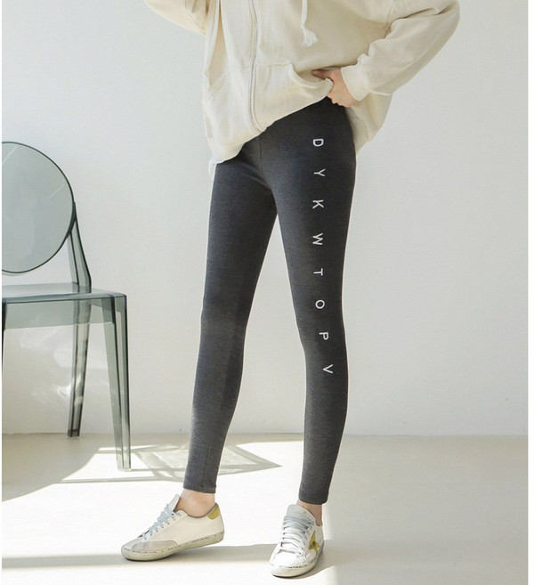 자수 코튼 레깅스 2color 레터링 포인트 밴딩 9부 레깅스 가을 겨울 요가복 필라테스복