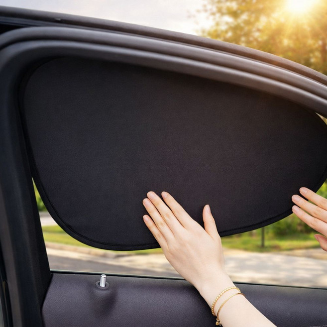 쿠픽스 차량용 햇빛가리개 실내 운전석 선바이저 조수석 차양막, 1세트, 블랙