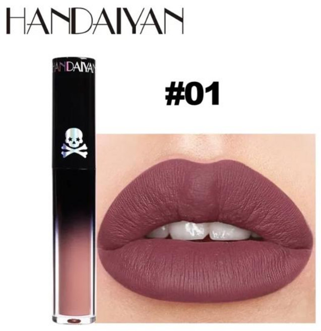 립글로스 4pcs 매트 립스틱 세트 방수 섹시한 녹색 보라색 블랙 반짝 이는 립 색조 할로윈 메이크업 도구 화장품, [15] 01