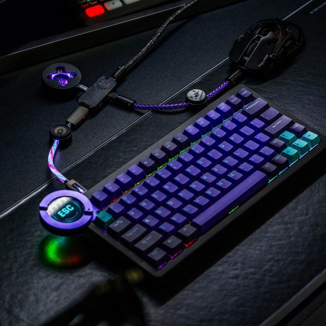 AngryMiao 커스텀 WINS 1/4 케이블 8K 게이밍 AT 컬러 매칭, A.148K게이밍케이블획득-보라색