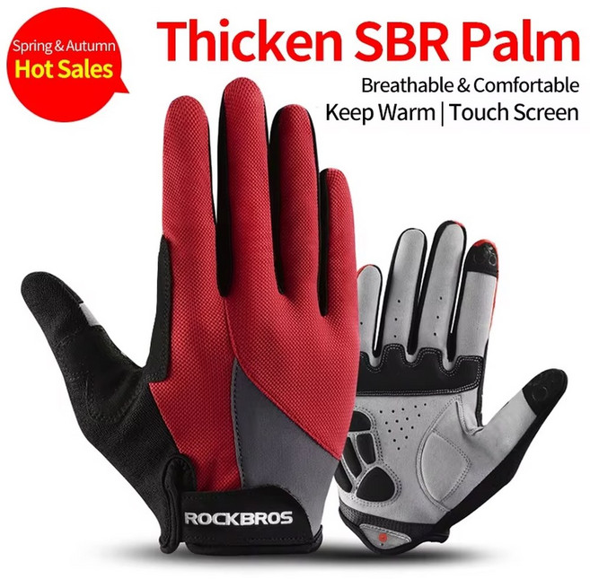 ROCKBROS 방풍 사이클링 장갑 자전거 터치 스크린 타고 MTB 열 따뜻한 오토바이 겨울 가을 의류