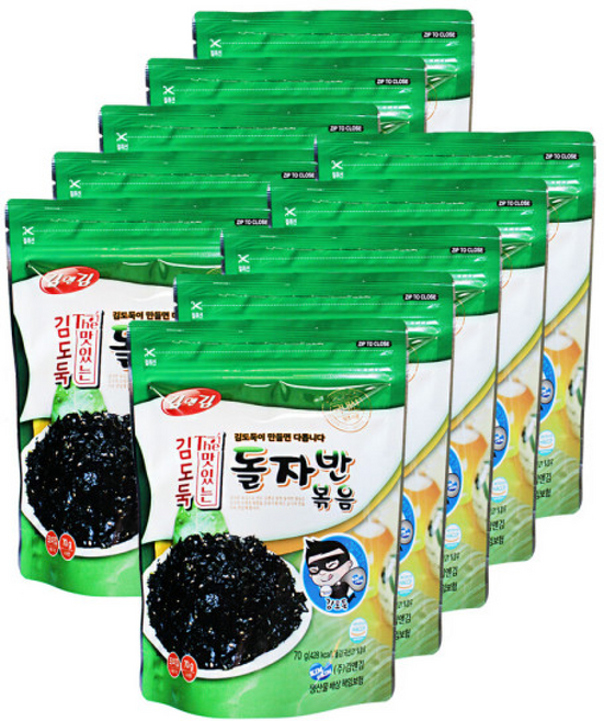 김앤김 김도둑 The 맛있는 돌자반 볶음 구운김 조미김 반찬, 10개