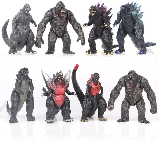 고질라 vs 콩 킹콩 몬스터 영화 미니 인형 피규어 8개 1세트 고질라 매니아 완구 인테리어 장식 소품, 1개