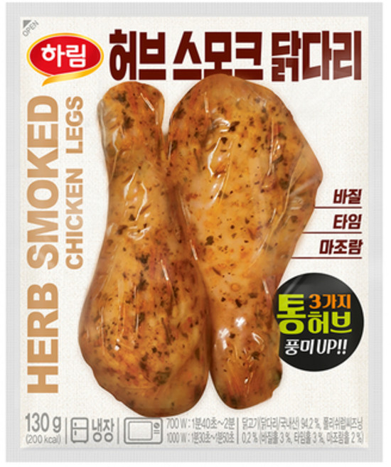 하림 허브 스모크 닭다리 (냉장), 130g, 10개