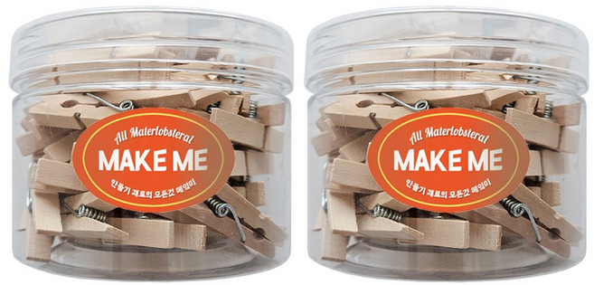 [메잌미] 다용도 원목 나무집게 나무색 (4.5cm/약90개입), 1세트