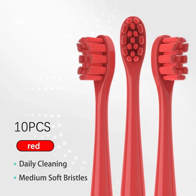 Usmile 모든 시리즈 모델에 적합한 칫솔 헤드 진공 포장 10 개, 06 Red