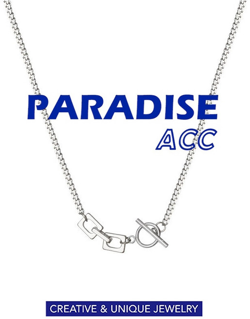 PARADISE 簡約幾何方塊鈦鋼項鍊 中性風OT扣個性街頭拼接元素不掉色男女適用INS冷淡風