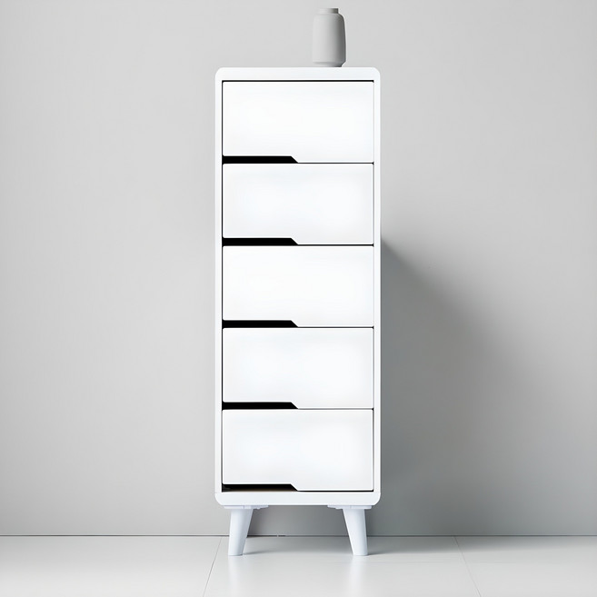 새싹가구 클릭수납 400 5단 서랍장, 화이트