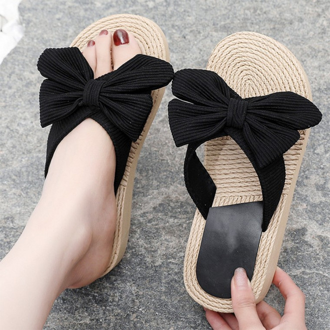 여자 푹신한 통굽 리본 슬리퍼 학교 사무실 슬리퍼