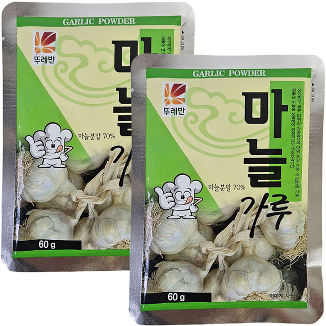 뚜레반 마늘분말 60g 마늘가루 갈릭파우더 향신료 시즈닝 파우더, 2개