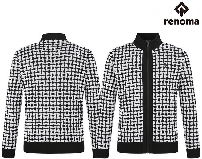 레노마 골프 남성 봄 캐주얼 패턴 풀집업 니트 가디건 SCO1202